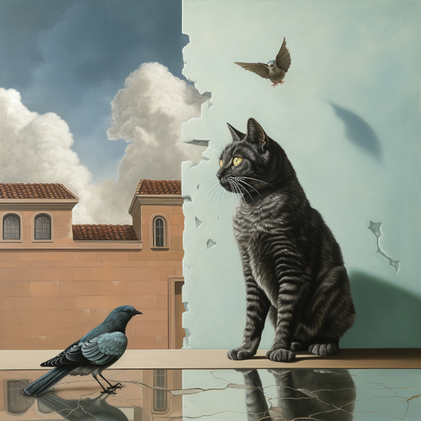 Cat-and-statue
