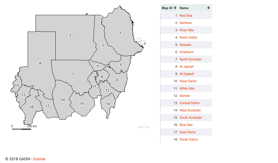 Map Regions of Sudan