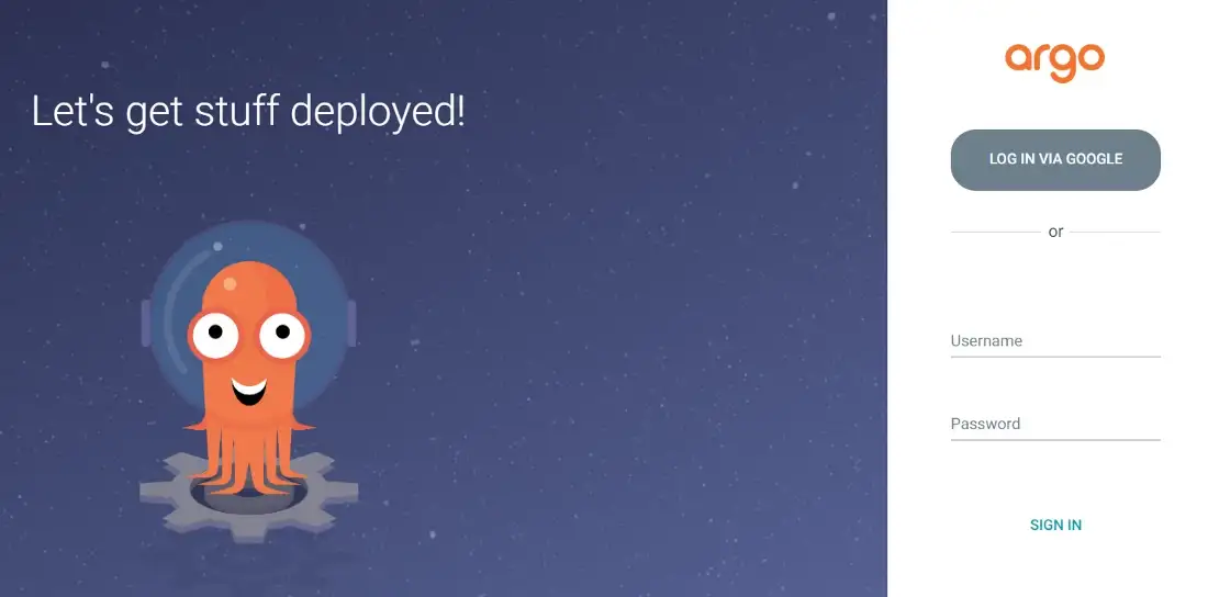 Screenshot ArgoCD login