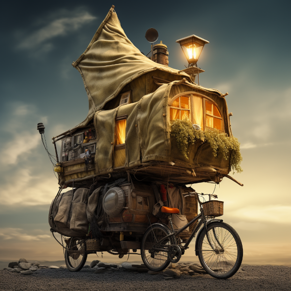 bdr_ai_a_bike_with_a_tent_on_top_with_a_kitchen_and_toilet_insi_fa9d9549-165c-43c9-add2-2cb92cca098b